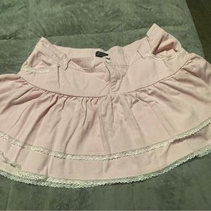 Pink Heart Lace Tiered Ruffle Skirt Plus Size.